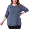 Women's Plus Size Crew Neck Long Sleeve Side Split Shirt Casual Ribbed Knit Blouse - Agnes Orinda - 2 of 4