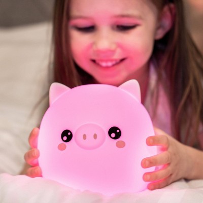 White Silicone Pig Night Light with Remote Control
