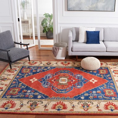 Handmade Ivory and Rust Wool Tufted 8' x 10' Area Rug