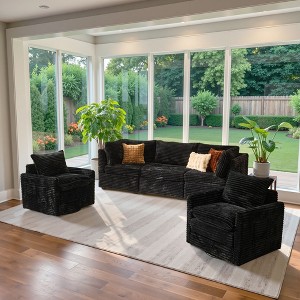 XIZZI Luxury Modular Sectional Sofa Couch, Oversized Cloud Couch for Living Room, Deep Seat Upholstered Sleeper Sofa Set w/ Optional Swivel Chairs - 1 of 4