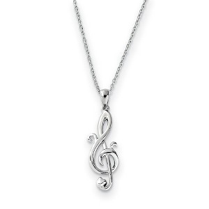 Black Bow Jewelry Rhodium Plated Sterling Silver Love Note Necklace, 18 Inch - 1 of 4