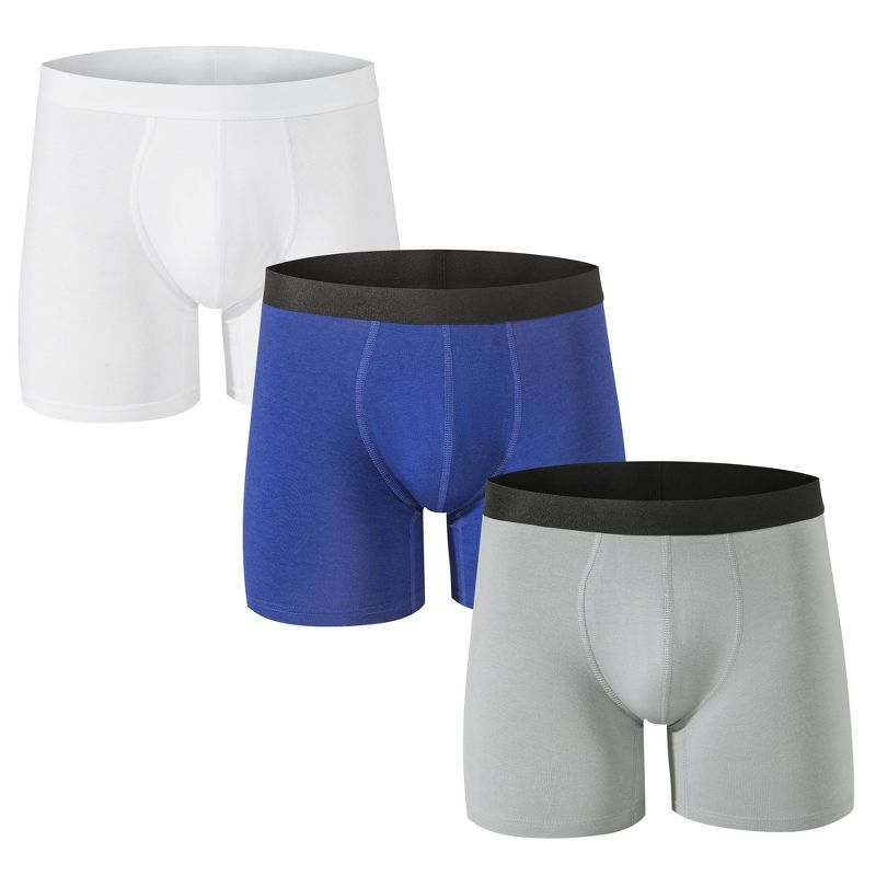 Alpine Swiss Mens Boxer Briefs 3 Pack Underwear No Fly Breathable Cotton Modal Trunks, 1 of 7