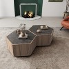 Rustic Vintage Coffee Table with 2 Drawers, Textured Black + Warm Oak - ModernLuxe - 2 of 4