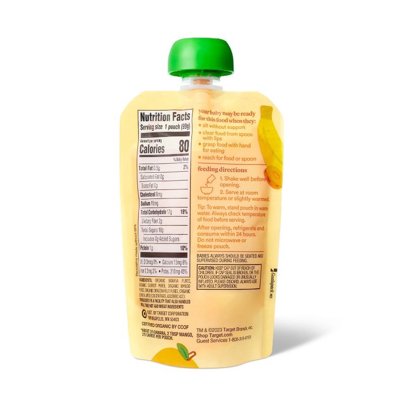 Organic Banana Carrot Mango Baby Food Pouch - 3.5oz - Good &#38; Gather&#8482;, 3 of 4
