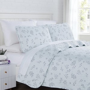 Southshore Fine Living Oversized Lightweight Sweet Florals Quilt Set - 1 of 4