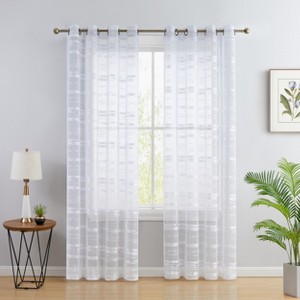 HLC.ME Broadway Stripe Decorative Semi Sheer Light Filtering Grommet Window Treatment Curtain Panels - Set of 2 - 1 of 4