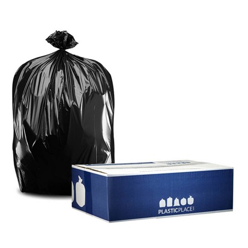 Plasticplace 55-60 Gallon Trash Bags, 1.2 Mil, Black, 35x 53.875