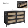 BEAFUP Modern Cannage Rattan Wood Closet 6-Drawer Dresser Wood Storage Cabinet Sideboard for Bedroom, Living Room, Entryway, Hallway, Black - 3 of 4