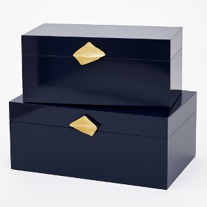 Vintiquewise Set of 2 Decorative Wooden Storage Boxes with Gold Accent for Keys, Jewelry, Makeup, Crafts, Accessories, Home Office & Bedroom Décor - 1 of 4