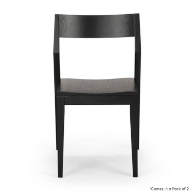 Black Solid Wood Modern Dining Chair Set of 2