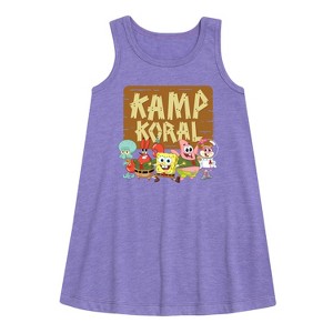 Girls' - SpongeBob SquarePants - Kamp Koral Kamp Koral Group Graphic Sleeveless Aline Dress - 1 of 4