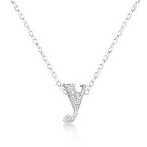 ShineHigh Micro-Pavé Initial Pendant Necklaces – Rhodium-Plated Cubic Zirconia Letter Charms on 16" Chains with Extenders - 1 of 1
