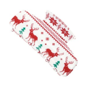 Unique Bargains Christmas Hair Clips Elk Snowflake Square for Christmas 3.35"x1.77"x1.97" Red White 1 Pc - 1 of 4