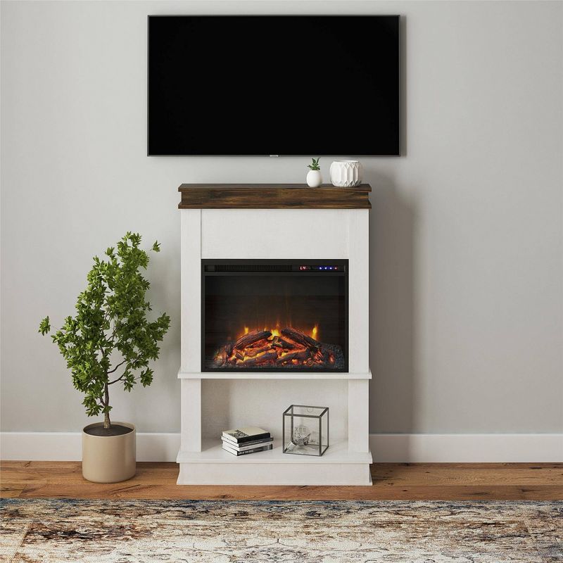 Mendon Electric Fireplace with Mantel and Open Shelf - Room & Joy , 3 of 7