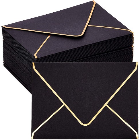 100PCS C6 Black Paper Envelope Triangle Seal Retro Simple Style for Business Wedding Party Holiday 
