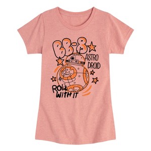 Girls' Star Wars: The Force Awakens BB8 Fitted Short Sleeve Graphic T-Shirt - Desert Pink - Large - 1 of 4