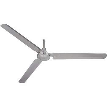 72" Casa Vieja Modern Industrial 3 Blade Indoor Outdoor Ceiling Fan Brushed Nickel Damp Rated for Patio Exterior House Home Porch Gazebo Garage Barn