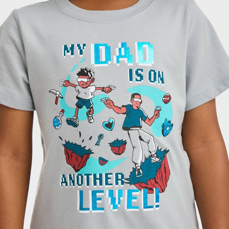Toddler Boys&#39; Short Sleeve My Dad On Another Level Graphic T-Shirt - Cat &#38; Jack&#8482; Gray, 3 of 5