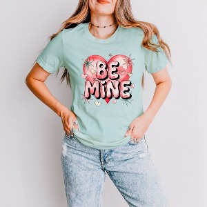 Simply Sage Market Women's Be Mine Pink Heart Short Sleeve Graphic Tee - 1 of 4
