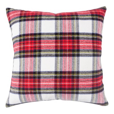 Kaf Home Feather Filled Classic Tartan Plaid Throw Pillow - Red Multi ...