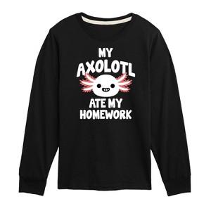 Boys' - Instant Message - My Axolotl Ate My Homework Long Sleeve Graphic T-Shirt - 1 of 4