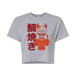 Women's - Instant Message - Taiyaki Cat Cropped Graphic T-Shirt - 1 of 4