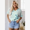 Amaryllis Women’s V-Neck Short Sleeve Blouse with Layered Ruffle Sleeves Relaxed Fit - 3 of 4