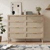 Rattan Chest of Drawers, 8-Drawer Dresser with Wood Legs and Metal Handles, Boho Style Storage Organizer for Bedroom - 3 of 4