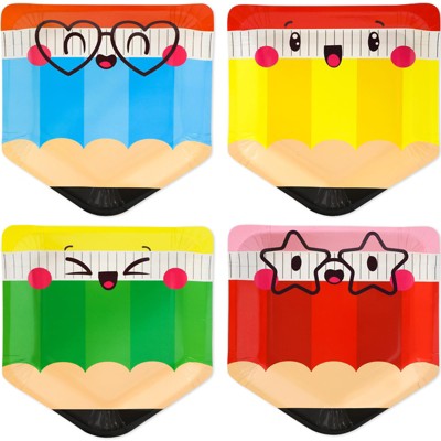 DYLIVeS Pencil Paper Plates Back to School Disposable Dinner Dessert Plates for Kindergarten Graduation Welcome First Day of School End of the Year