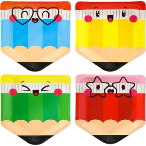 DYLIVeS Pencil Paper Plates Back to School Disposable Dinner Dessert Plates for Kindergarten Graduation Welcome First Day of School End of the Year - 1 of 4