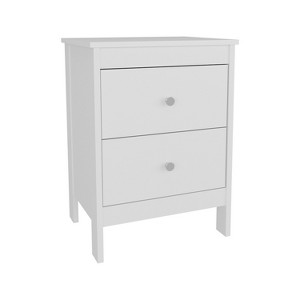 Gulches White Dual Drawer Nightstand Smooth Glide Storage, Compact and Versatile Design - 1 of 4