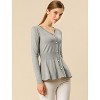 Allegra K Women's Slim Fit V-Neck Long Sleeve Ribbed Pullover Knitted Peplum Sweater - 2 of 4