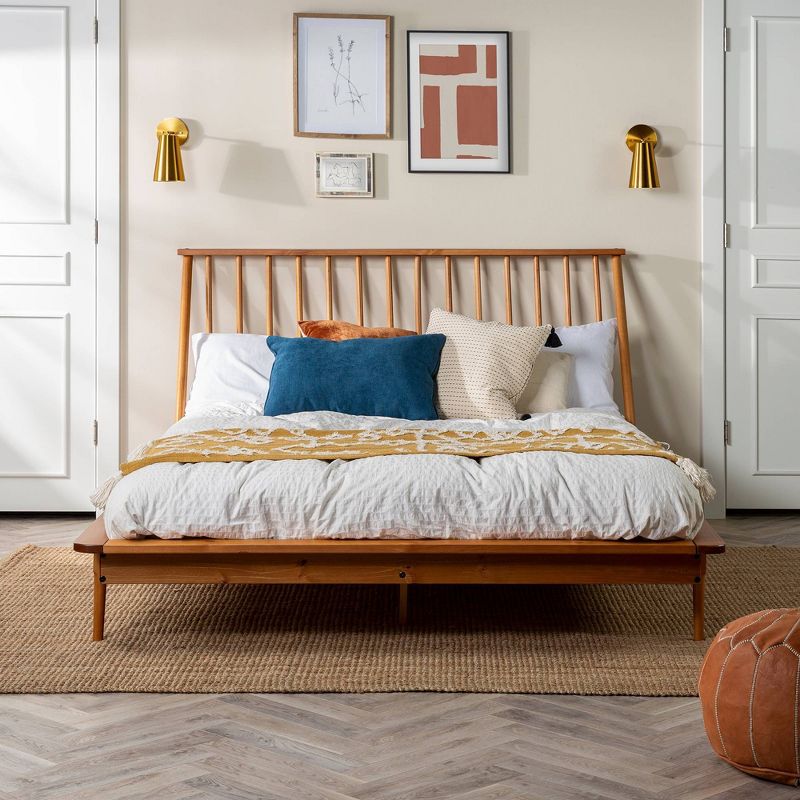 Boho Solid Wood Spindle Platform Bed - Saracina Home, 4 of 25