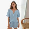Women's Slate Ribbed Short Sleeve Tee & Shorts Pajama Set - Cupshe - 3 of 4