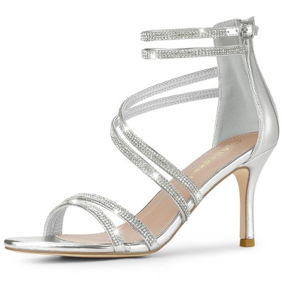 silver prom platform heels