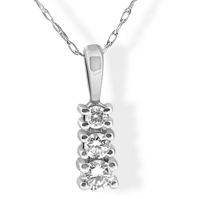 Pompeii3 1/4 cttw Three Stone 3 Diamond White Gold Pendant Necklace
