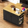 48 in Kitchen Island with Power Outlet, Drop Leaf, 2 Stools, Storage Cabinet and Drawers on Wheels for Kitchen or Dining Room-The Pop Home - 3 of 4