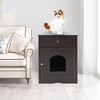 phiestina Wooden Pet House, Cat Litter Box Enclosure with Drawer, Side Table, Indoor Pet Crate, Brown - 3 of 4