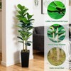 Artificial Fiddle Leaf Fig Tree with Planter, Fake Tree with Natural Wood Trunk for Home Decor, Faux Ficus Tree Fake Moss - 3 of 4