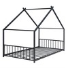 Twin Size House Bed, Metal Floor Bed Frame With Roof, House Shape Bed With Metal Slats Support For Teens Kids Boys Girls, No Box Spring Needed - 3 of 4