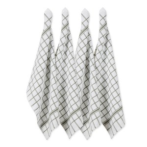 Design Imports  Terry Windowpane Dishtowel Set 4 Piece, 16X26", Artichoke - 1 of 4