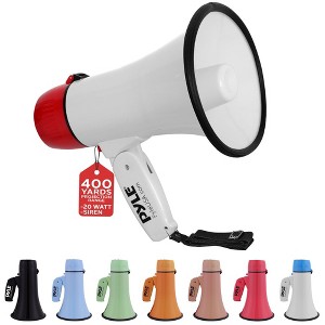 Pyle 20-Watt Portable Speaker Siren Bullhorn Megaphone with Voice Amplification, Handheld PA System – Red/White - 1 of 4