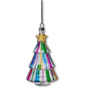 TAG Multicolor Multi Stripe Glass Tree Ornament 2.5x2.5x5.5 for Christmas Decor - 1 of 1