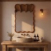 Yellowish Brown 24"x36" Wavy Rectangle Solid Wood Frame Decorative Mirror,For Bedroom, Bathroom, Living Room, Entryway - 2 of 4