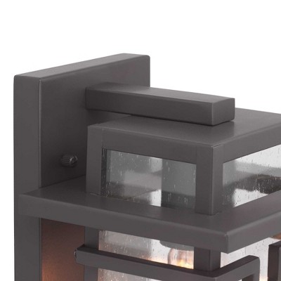 Progress Lighting Boxwood 1-Light Outdoor Wall Lantern in Antique Bronze with Clear Seeded Glass Shade