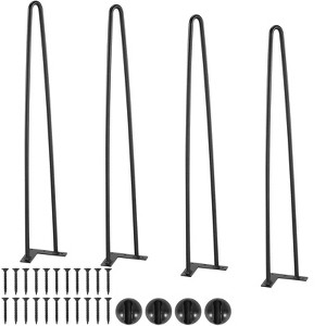 VEVOR 28" Hairpin Furniture Legs, Metal Home DIY Projects for Nightstand, Coffee Table,500lbs Load Capacity with Rubber Floor Protectors,4PCS Black - 1 of 4