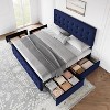COZONY Full, Queen, or King Linen / PU Upholstered Platform Bed Frame with 4 Storage Drawers, Adjustable Headboard, Wood Slats, No Box Spring Needed - 3 of 4