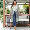 Anna-Kaci Women's Plus Size Lace Cardigan Short Sleeve Open Front Floral Crochet Long Duster - 4 of 4