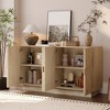 ModernLuxe 4-Door Buffet Sideboard with Adjustable Shelves, Distressed Wood Grain Storage Cabinet with Semi-Circular Handles, Black/Natural - 2 of 4