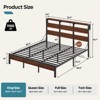 Bestier Queen Bed Frame with LED, Metal Platform Bed with Storage Headboard & Charging Station,Mattress Foundation with Heavy-duty Frame, Walnut - 2 of 4